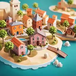 a small village is displayed on a tiny tray