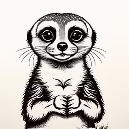a drawing of a meerkat with his hands crossed
