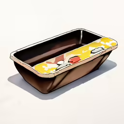 a dish with an empty container in it