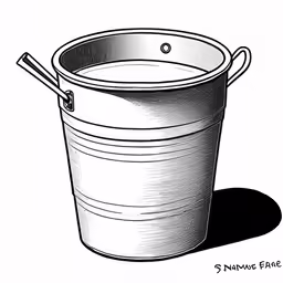 a drawing of a bucket and two sticks in it