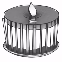 an illustration of a metal round container with a liquid drop