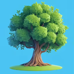 a green tree with green leaves on top of a hill