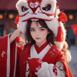 a chinese girl poses for a photo dressed in red and white