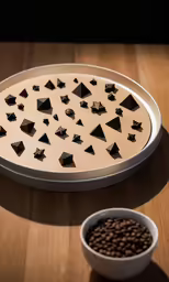 some chocolate that is on a table next to a bowl of cocoa