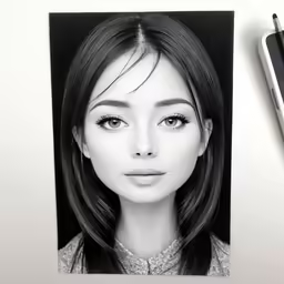 a pen is on the paper next to a pencil and picture