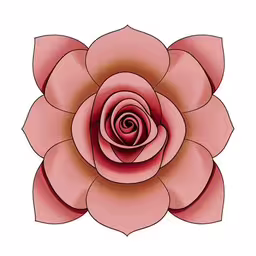 a pink flower is on a white background,an abstract rose flower made from paper