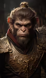 a very animated looking monkey with his head shaved