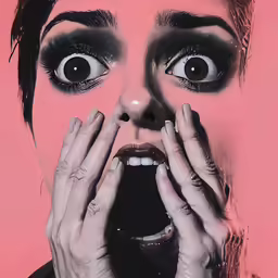 a woman covering her face with both hands