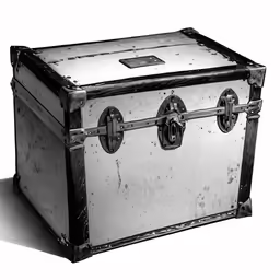an old fashioned trunk with a key on the lid