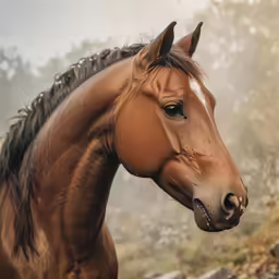 a close up shot of the front end of a horse