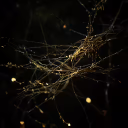twigs in the dark have several lights on them