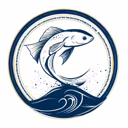 a large fish jumping out of water with waves