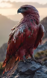 a bird perched on top of a rock covered ground