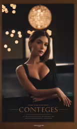 the cover of a magazine features a beautiful young woman wearing black dress