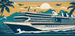 a cruise ship that has sails and birds flying around,a picture of a cruise ship on the ocean