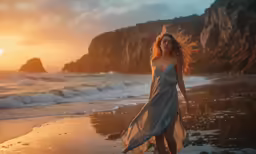 there is a woman that is on the beach