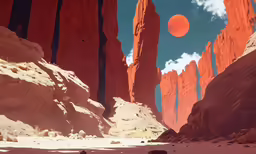 the canyon has large rocks, and tall mountains