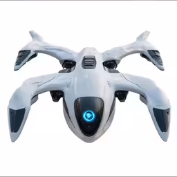 a futuristic flying object with large claws on the top