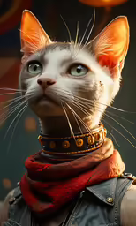 a cat wearing a red scarf with the caption of there is no image here