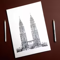 two tall towers on top of each other near some pen