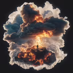a large fire blazing in the air while it erupts
