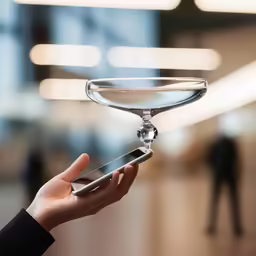 person holding a glass and using their cell phone