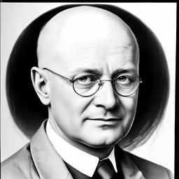 black and white photograph of an elderly man wearing glasses