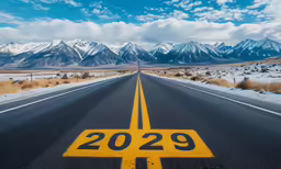 a highway that has a sign that reads 2099