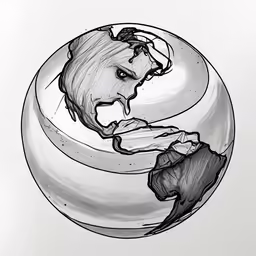 a pencil drawing of a black and white artwork with a swirl around it