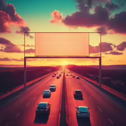 a billboard that is on the side of a freeway