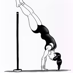 a woman doing a hand stand on a pole,a person that is doing some kind of exercise