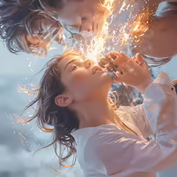 there is an image of two women being hugged