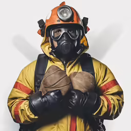 a person wearing safety equipment and holding a ball