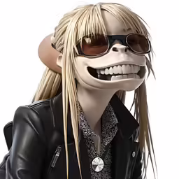 the mask is dressed in black and has glasses