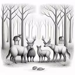 an image of a forest with deer in it