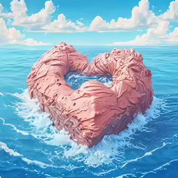the large heart floats on top of the water