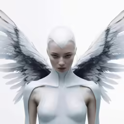 a female angel with wings on a white background