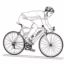 a person on a bike in line drawing