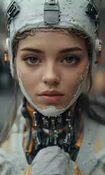 a girl in an astronaut outfit and helmet