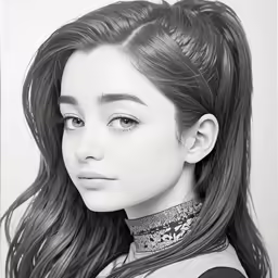a drawing of a girl with long hair