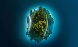 a small island is floating in the water