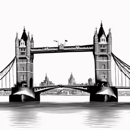 black and white image of tower bridge in london