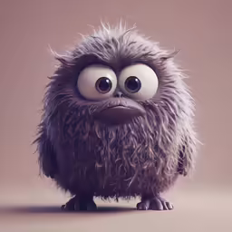an angry looking, hairy - eyed monster looks into the camera