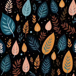 an illustration of leaves on a black background
