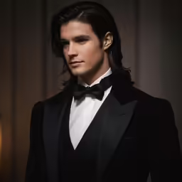 a man wearing a tuxedo and bow tie
