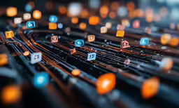 colorful shapes and lines make up the image