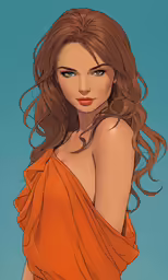 an animated drawing of a beautiful woman with long brown hair