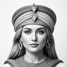 a woman with big earrings and a cap