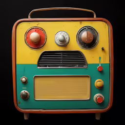 an old style radio on a black background