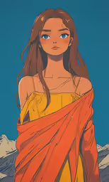 girl in yellow standing with her arms wrapped around herself